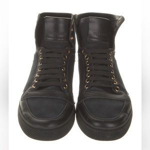 Versace high top canvas/leather sneakers, EUC